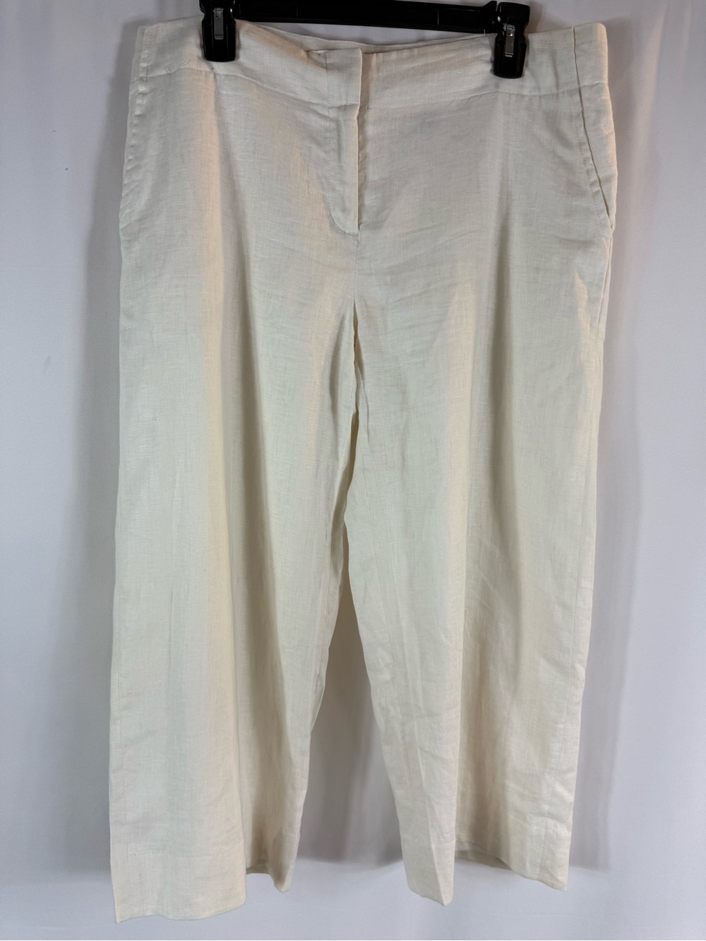 Grace Elements White 100% Linen Wide Leg Pants Size: 12 - Picture 1 of 11